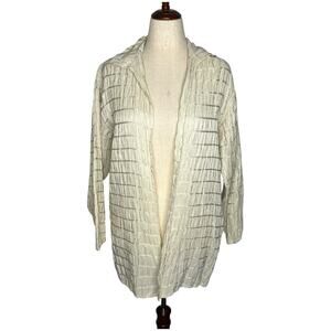 Vintage Zoran Women's Jacket M/L Cream 100% Silk USA Textured Plisse Open Front